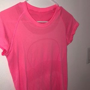 neon pink lululemon swiftly tech short sleeve top